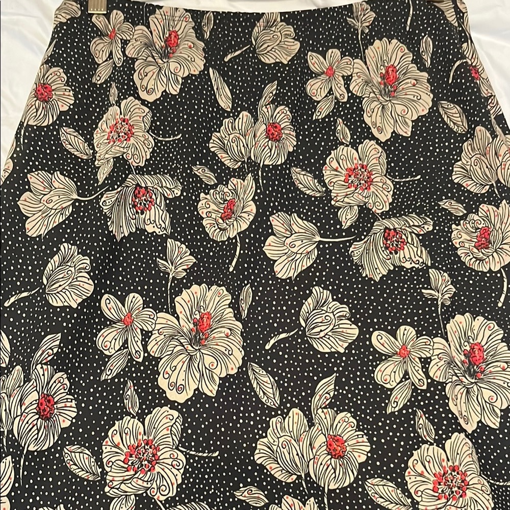 Dialogue Black Floral Ruffled Chiffon High/low Asymmetrical Elastic Skir… - Picture 4 of 5